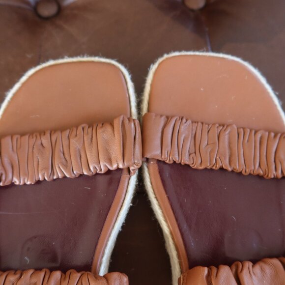 $295 STAUD Maya espadrille sandals flatform cognac brown size 36 platform 1" - Picture 6 of 16